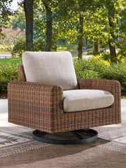 Best Furniture Outlet - Ashley Furniture - Dolan Creek Outdoor - Swivel Lounge w/ Cushion / Gray/Brown - PCP610-821