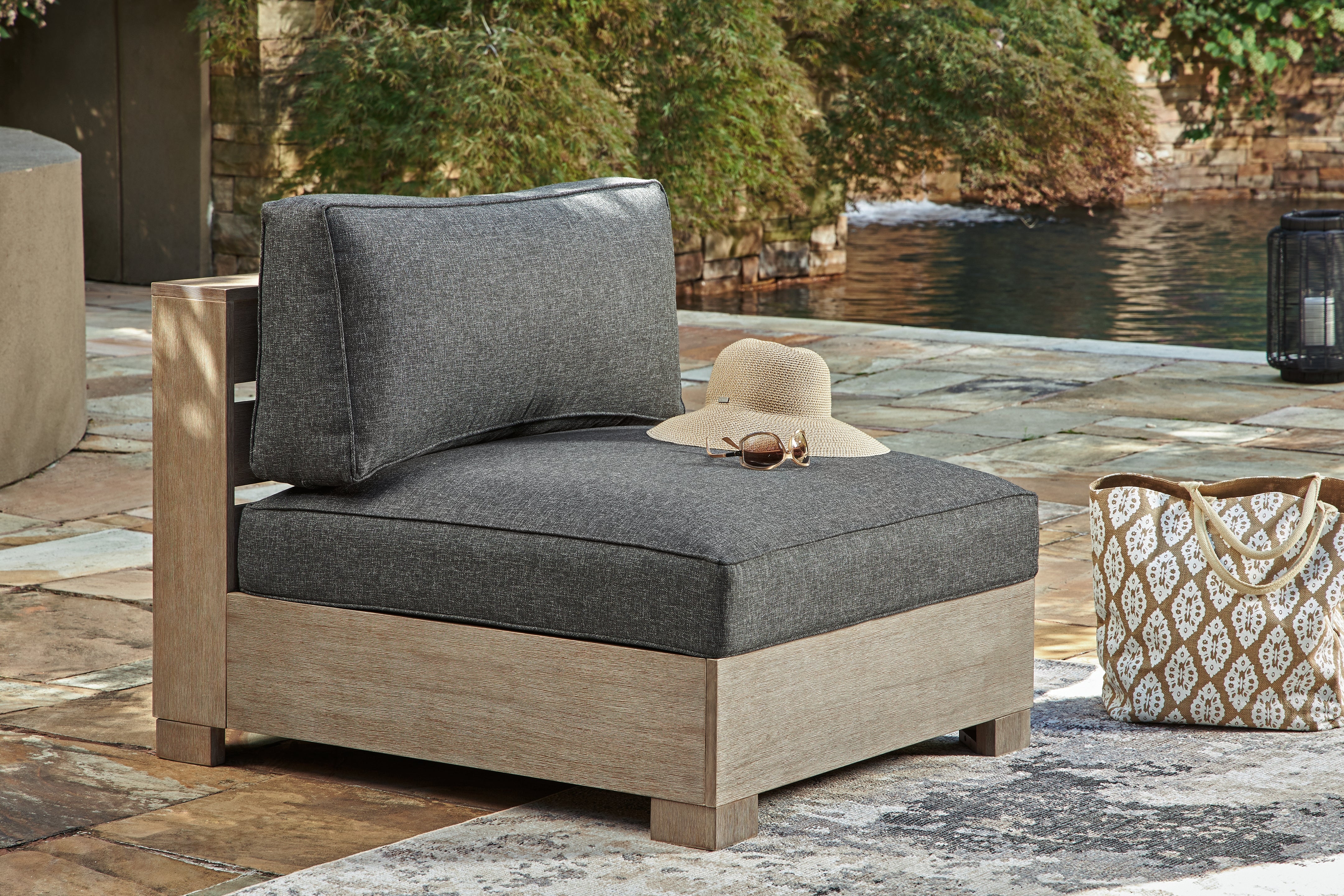 Best Furniture Outlet - Ashley Furniture - Citrine Park Outdoor - Armless Chair w/Cushion (1/CN) / Brown/Charcoal - P660-846