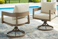 Best Furniture Outlet - Ashley Furniture - Serene Bay Outdoor - Swivel Chair w/Cushion (Set of 2) / Dark Brown/White - P671-602A