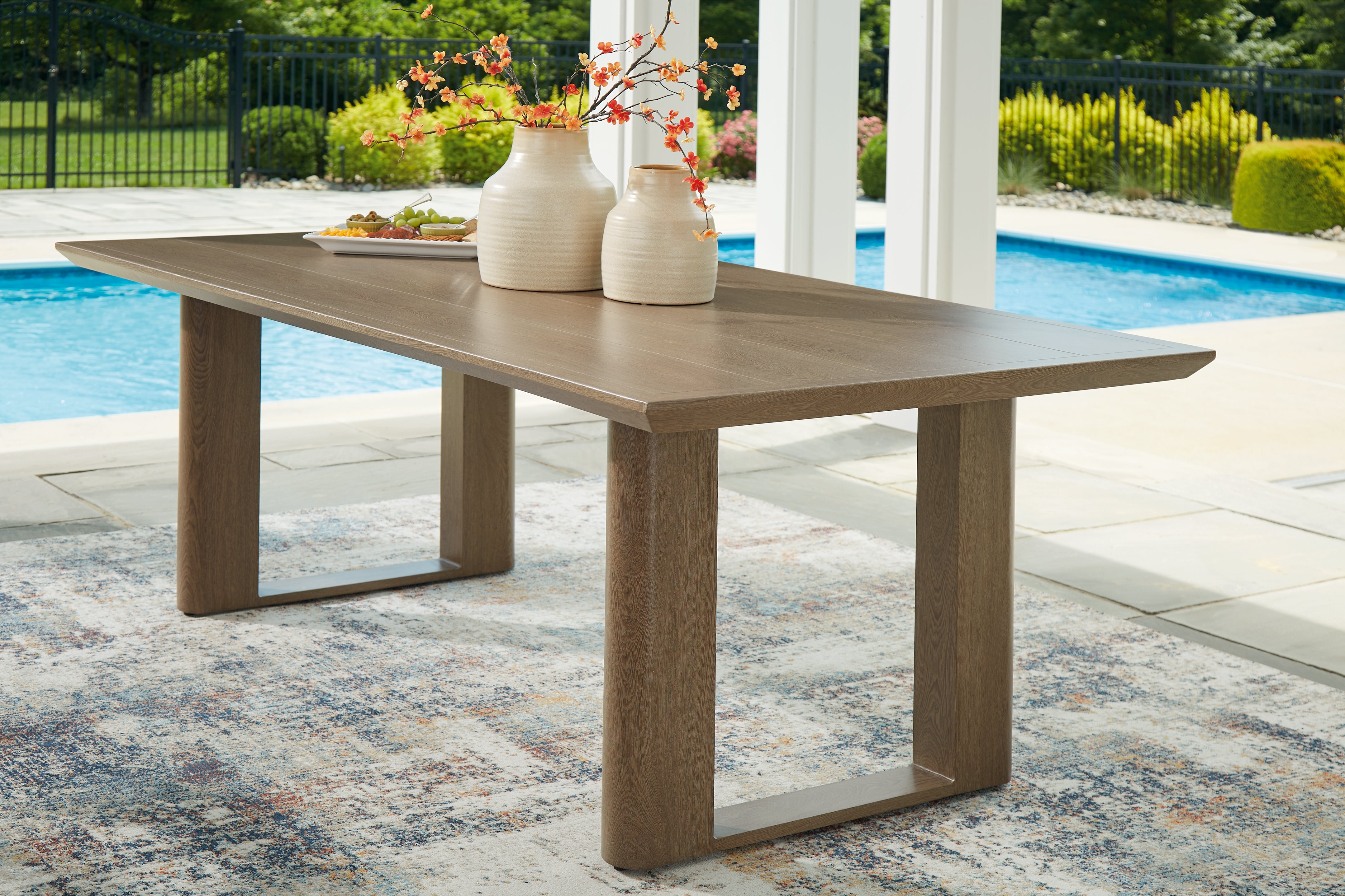 Best Furniture Outlet - Ashley Furniture - Serene Bay Outdoor - RECT Dining Table w/UMB OPT / Dark Brown - P671-625