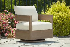 Best Furniture Outlet - Ashley Furniture - Serene Bay Outdoor - Swivel Glider Chair w/Cushion / Dark Brown/White - P671-821