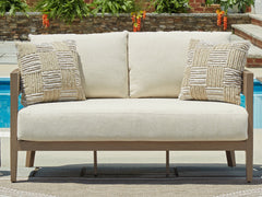 Best Furniture Outlet - Ashley Furniture - Serene Bay Outdoor - Loveseat w/Cushion / Dark Brown/White - P671-835