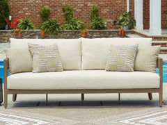 Best Furniture Outlet - Ashley Furniture - Serene Bay Outdoor - Sofa with Cushion / Dark Brown/White - P671-838