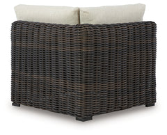 Best Furniture Outlet - Ashley Furniture - Kimora Outdoor - Corner with Cushion / Beige/Dark Brown - P711-877