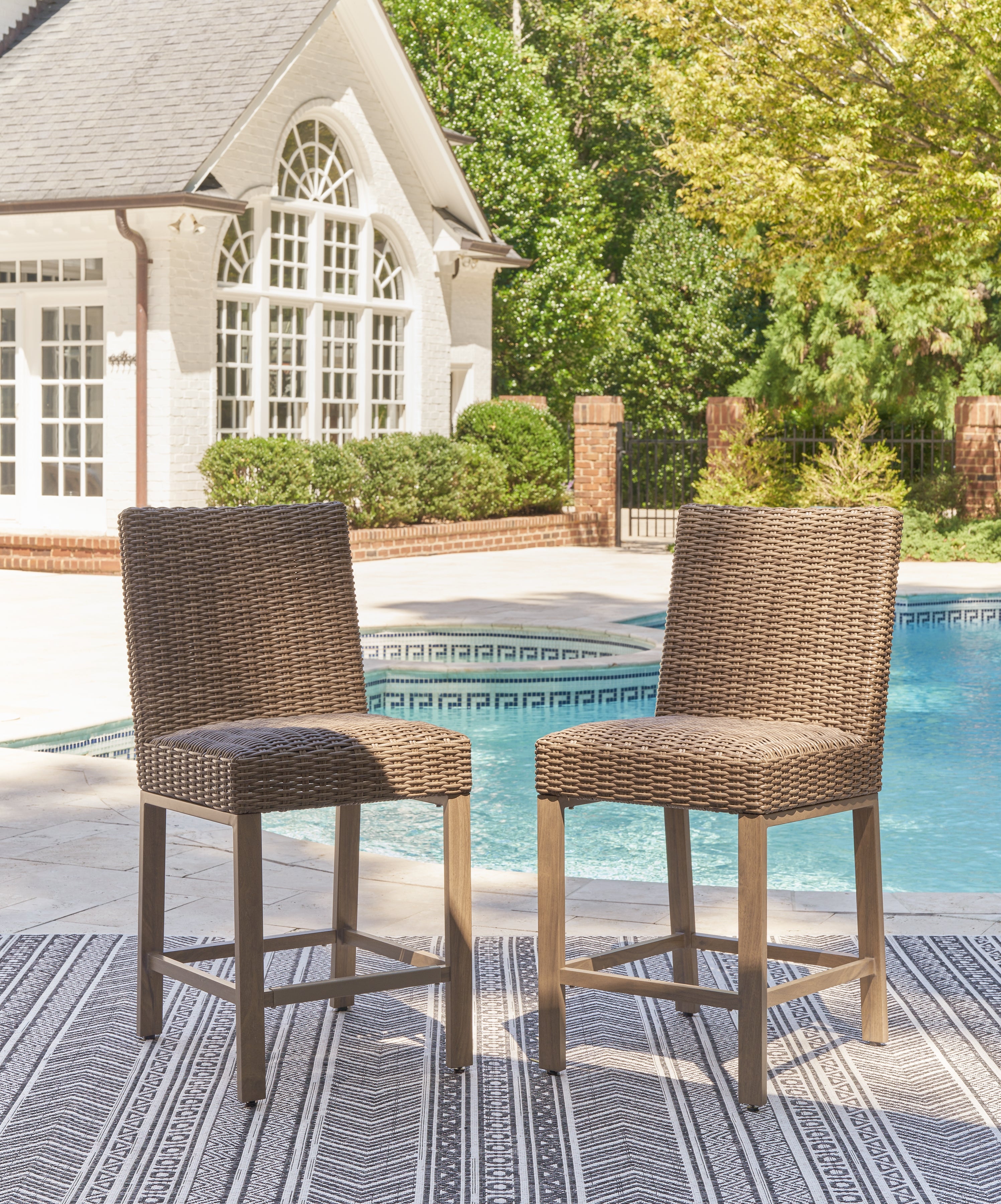 Best Furniture Outlet - Ashley Furniture - Walton Bridge Outdoor - Barstool (Set of 2) / Driftwood - P749-130