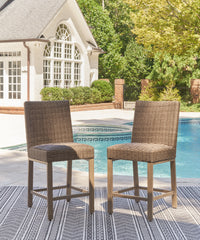 Best Furniture Outlet - Ashley Furniture - Walton Bridge Outdoor - Barstool (Set of 2) / Driftwood - P749-130