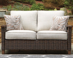 Best Furniture Outlet - Ashley Furniture - Paradise Trail Outdoor - Loveseat w/Cushion / Medium Brown - P750-835