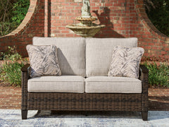 Best Furniture Outlet - Ashley Furniture - Monterey Point Outdoor - Loveseat w/Cushion / Dark Brown - PCP760-835