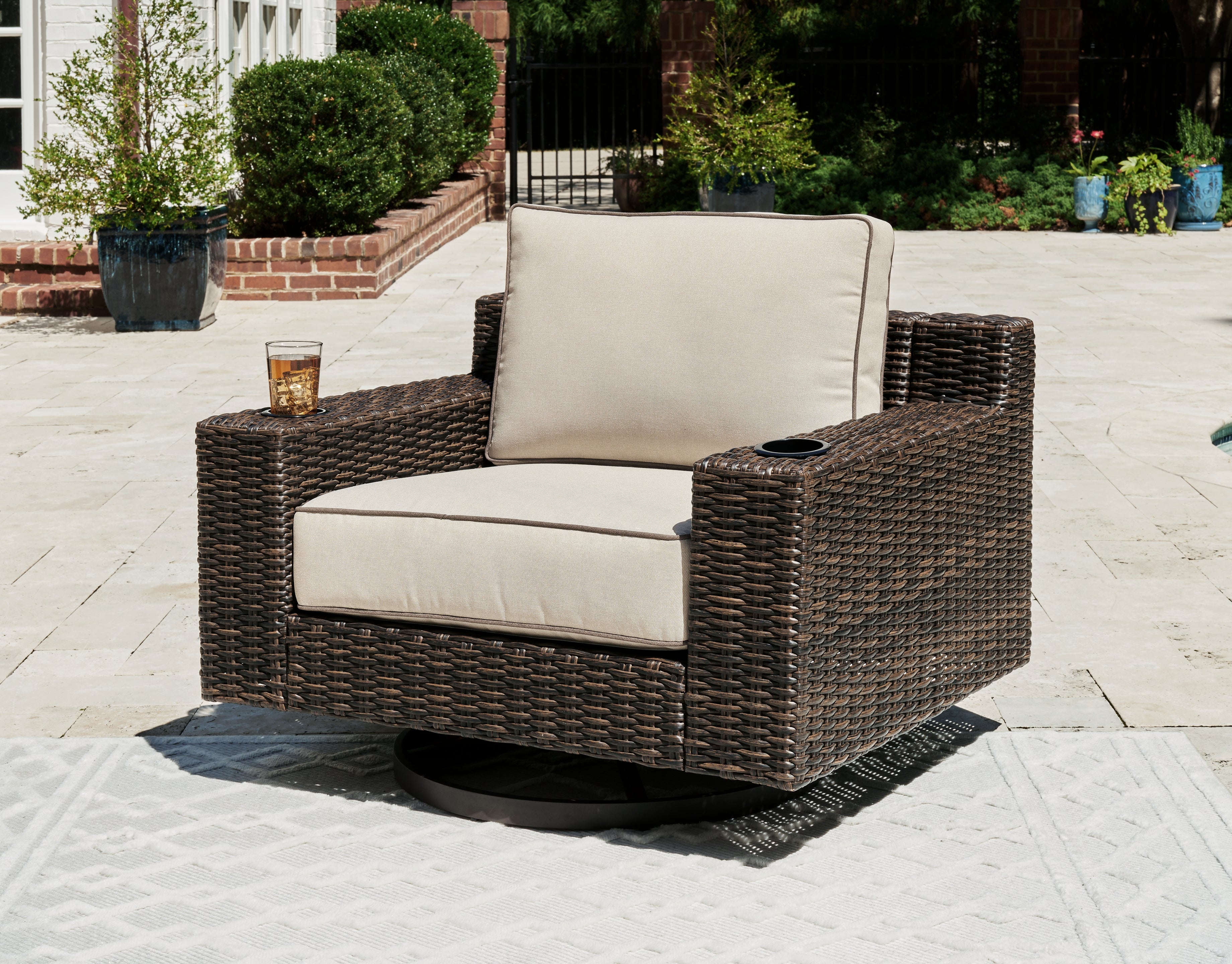 Best Furniture Outlet - Ashley Furniture - Coastline Bay Outdoor - Sofa with Cushion / Brown - P784-838