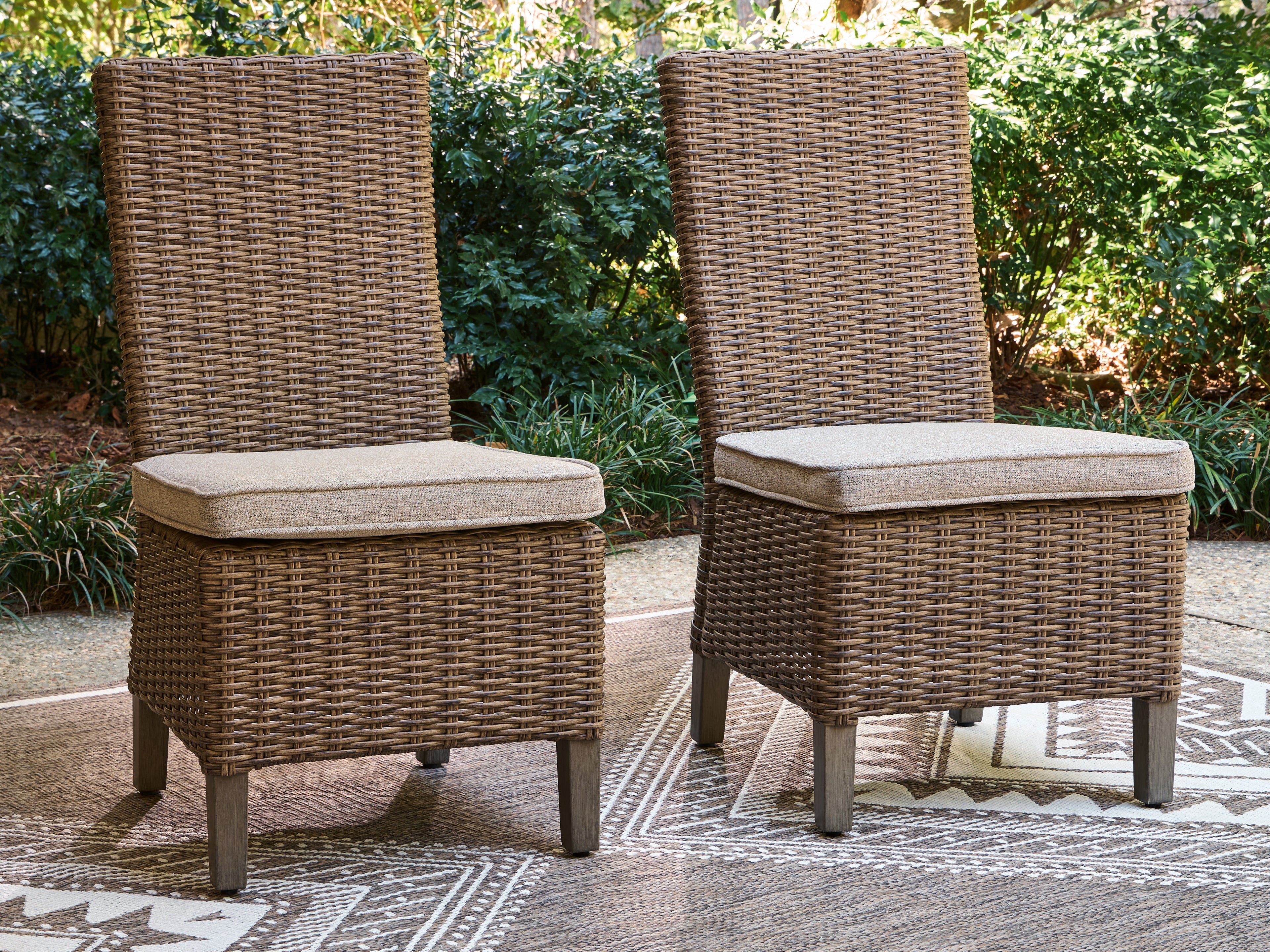 Best Furniture Outlet - Ashley Furniture - Laguna Heights Outdoor - Side Chair with Cushion (Set of 2) / Beige - PCP790-601