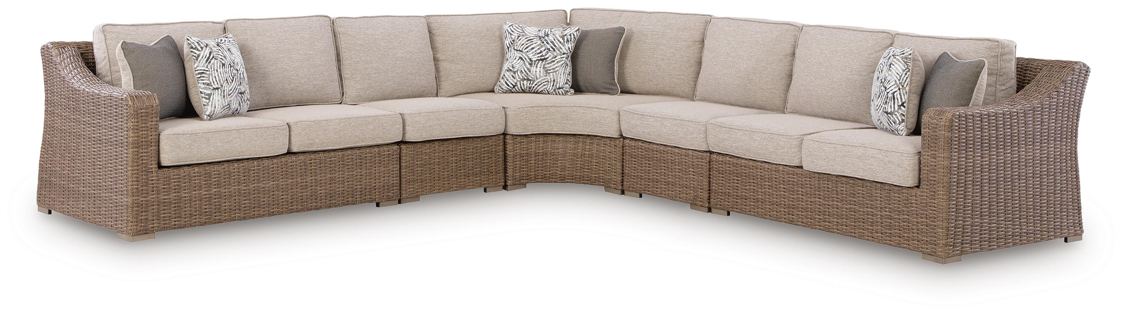 Best Furniture Outlet - Ashley Furniture - Laguna Heights Outdoor - 5-Piece Outdoor Sectional / Beige - PCP790P3