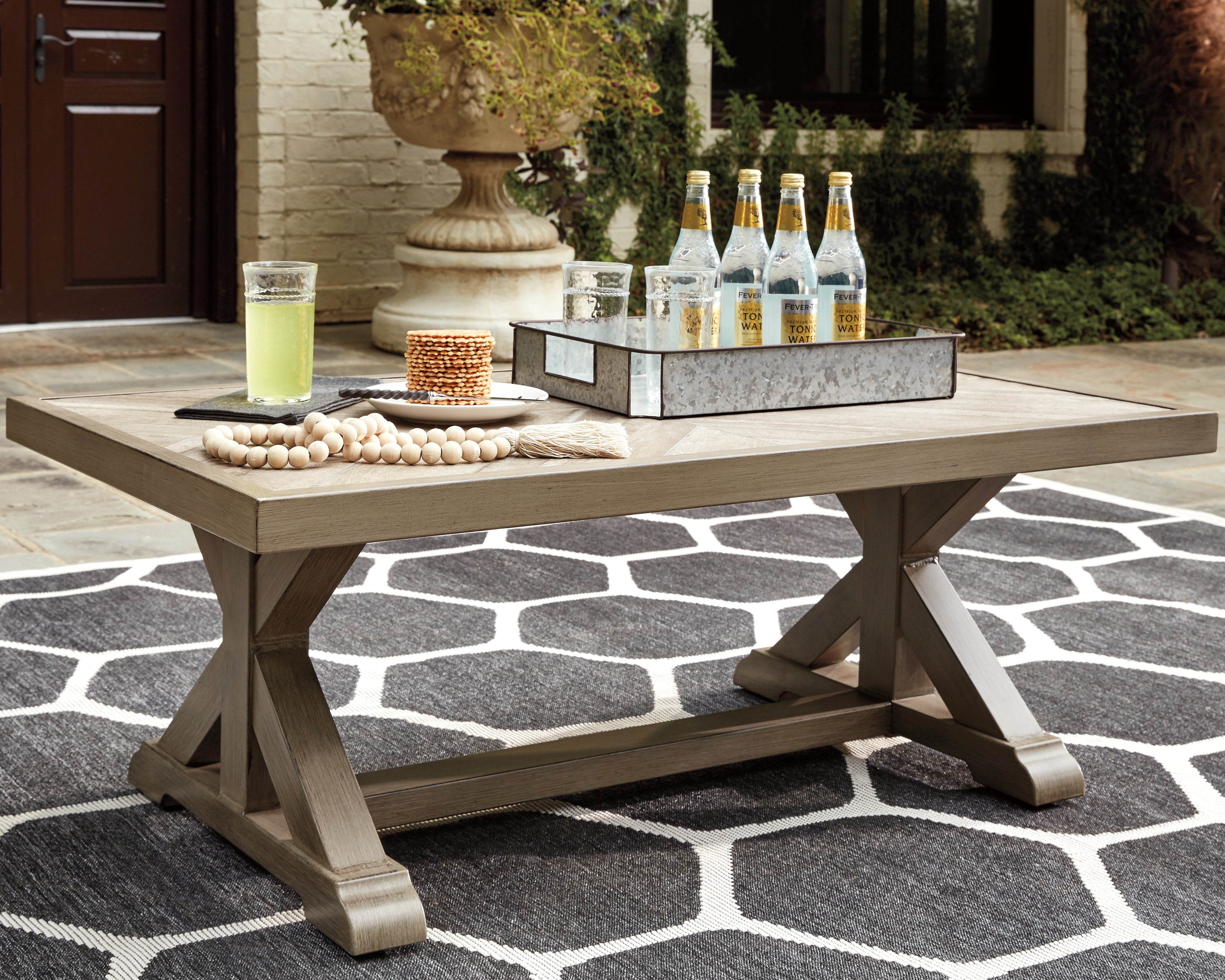Best Furniture Outlet - Ashley Furniture - Beachcroft Outdoor - Rectangular Cocktail Table / Beige - P791-701