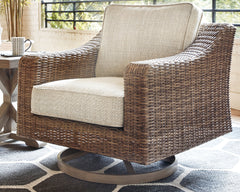 Best Furniture Outlet - Ashley Furniture - Beachcroft Outdoor - Swivel Lounge Chair (1/CN) / Beige - P791-821