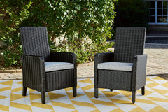 Best Furniture Outlet - Ashley Furniture - Beachcroft Outdoor - Arm Chair With Cushion (Set of 2) / Black/Light Gray - P792-601A