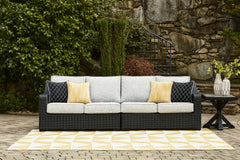 Best Furniture Outlet - Ashley Furniture - Beachcroft Outdoor - RAF/LAF Loveseat w/CUSH (Set of 2) / Black/Light Gray - P792-854