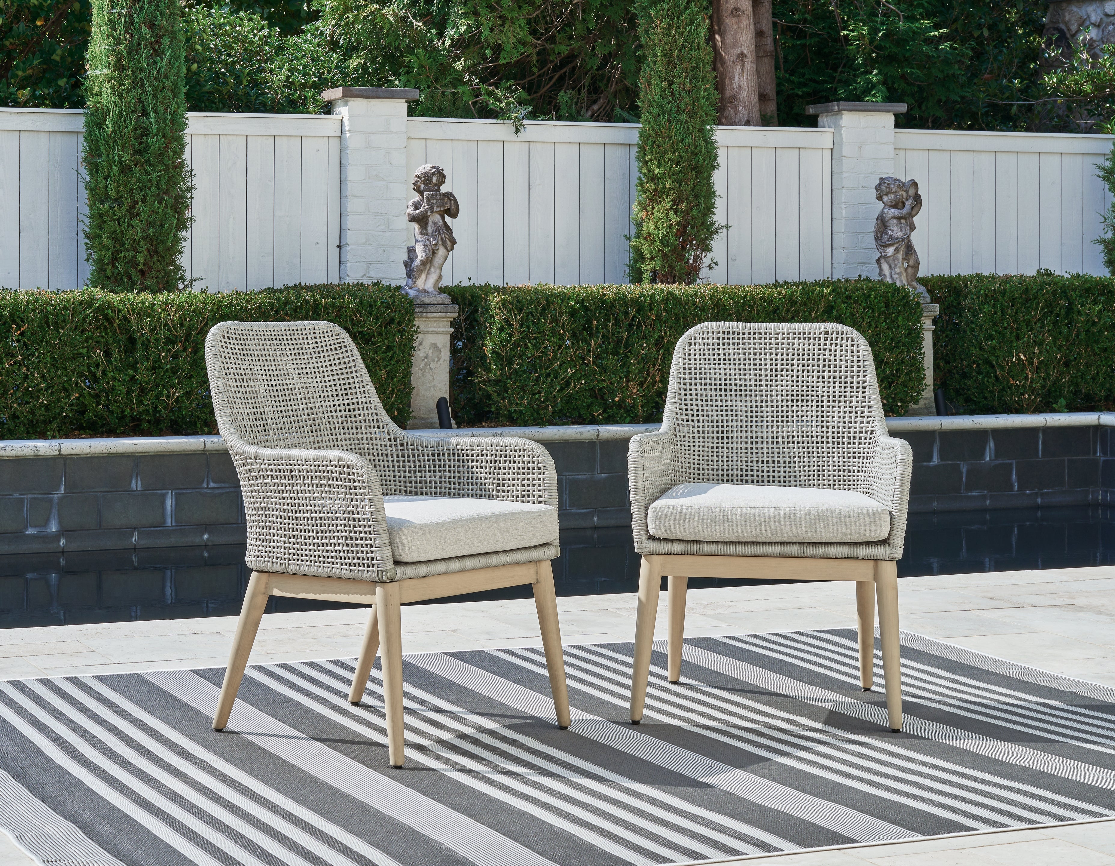 Best Furniture Outlet - Ashley Furniture - Seton Creek Outdoor - Arm Chair With Cushion (Set of 2) / Gray - P798-601A