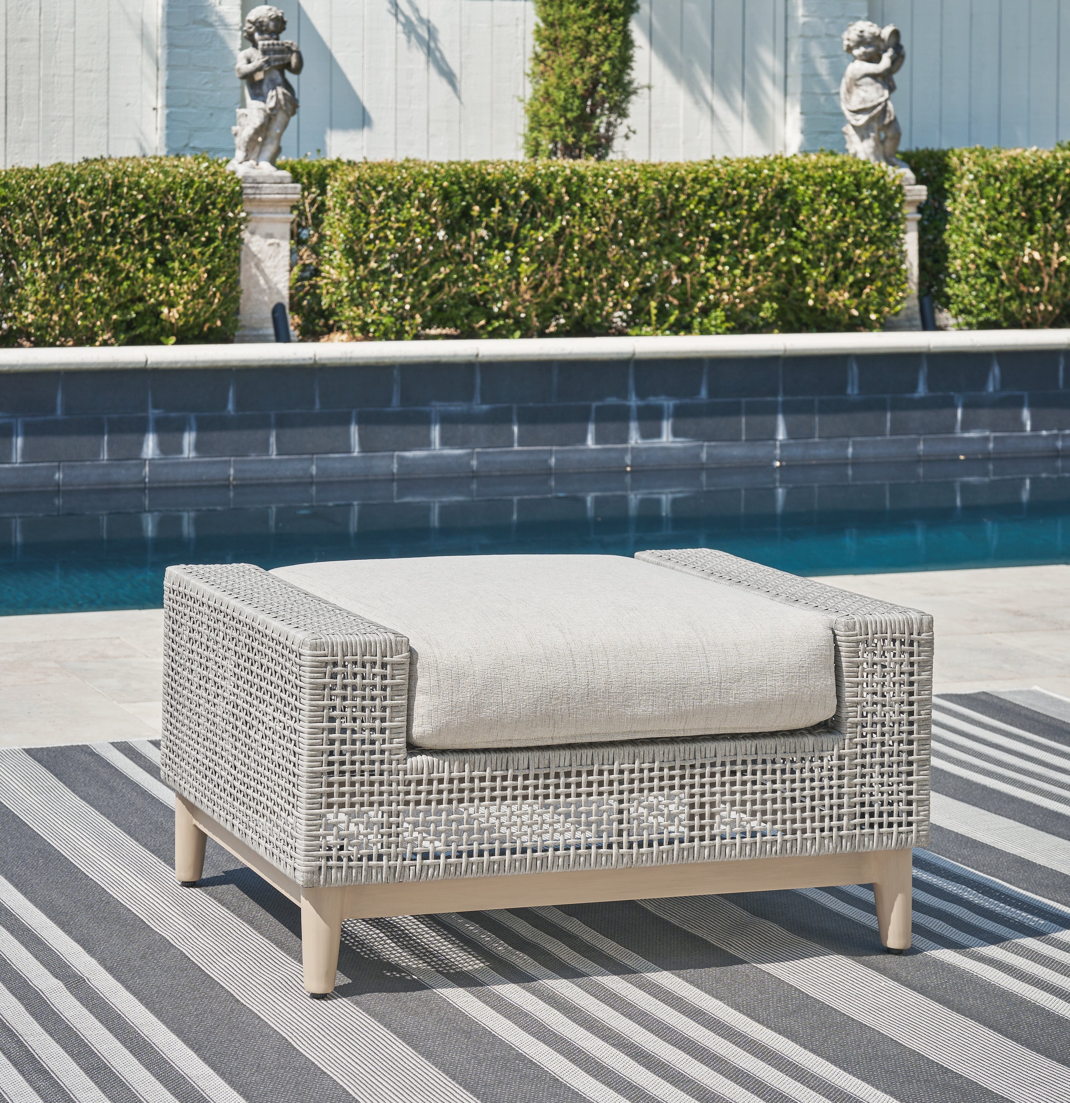 Best Furniture Outlet - Ashley Furniture - Seton Creek Outdoor - Ottoman with Cushion / Gray - P798-814