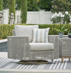 Best Furniture Outlet - Ashley Furniture - Seton Creek Outdoor - Swivel Lounge w/ Cushion / Gray - P798-821