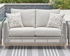Best Furniture Outlet - Ashley Furniture - Seton Creek Outdoor - Loveseat w/Cushion / Gray - P798-835