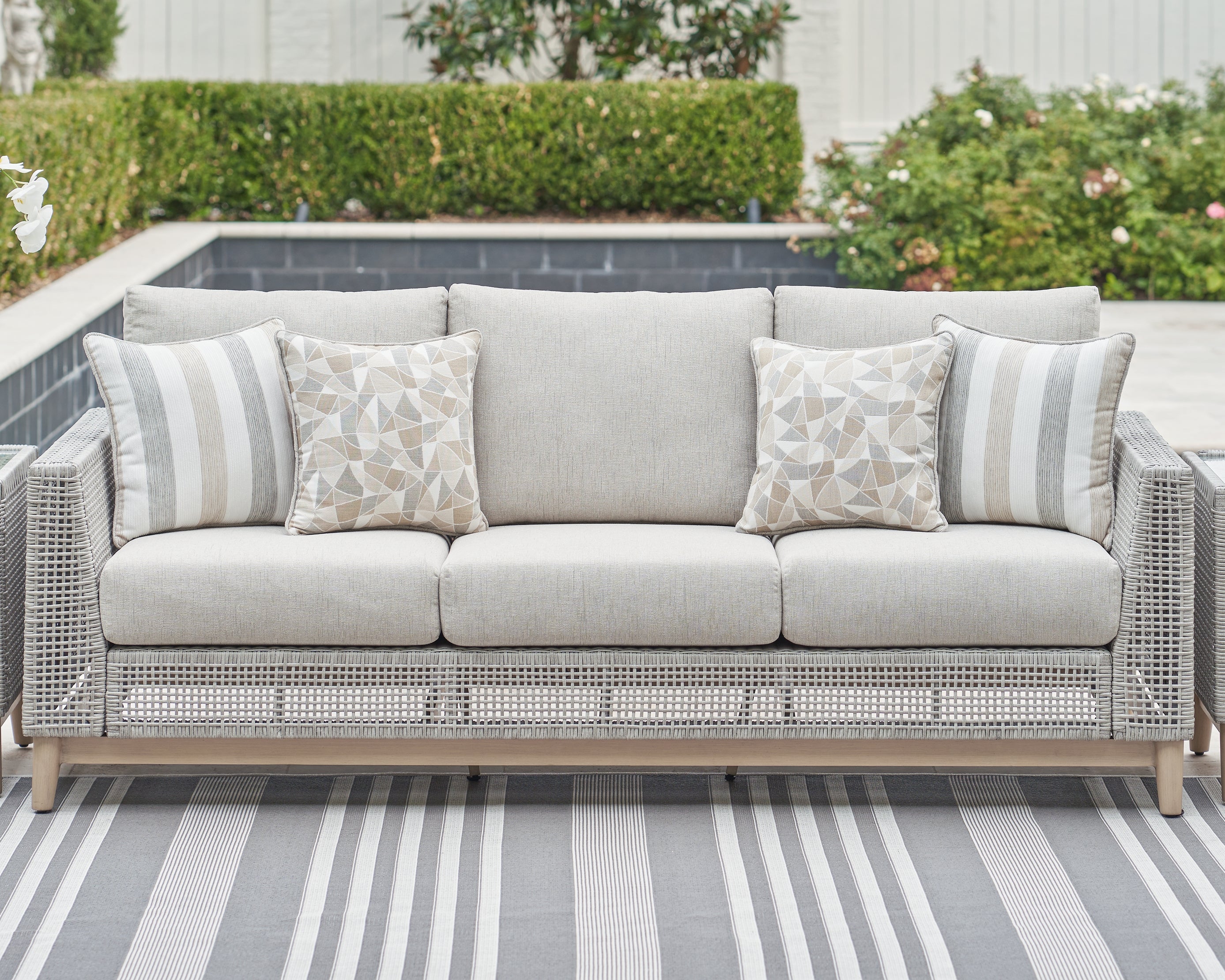 Best Furniture Outlet - Ashley Furniture - Seton Creek Outdoor - Sofa with Cushion / Gray - P798-838