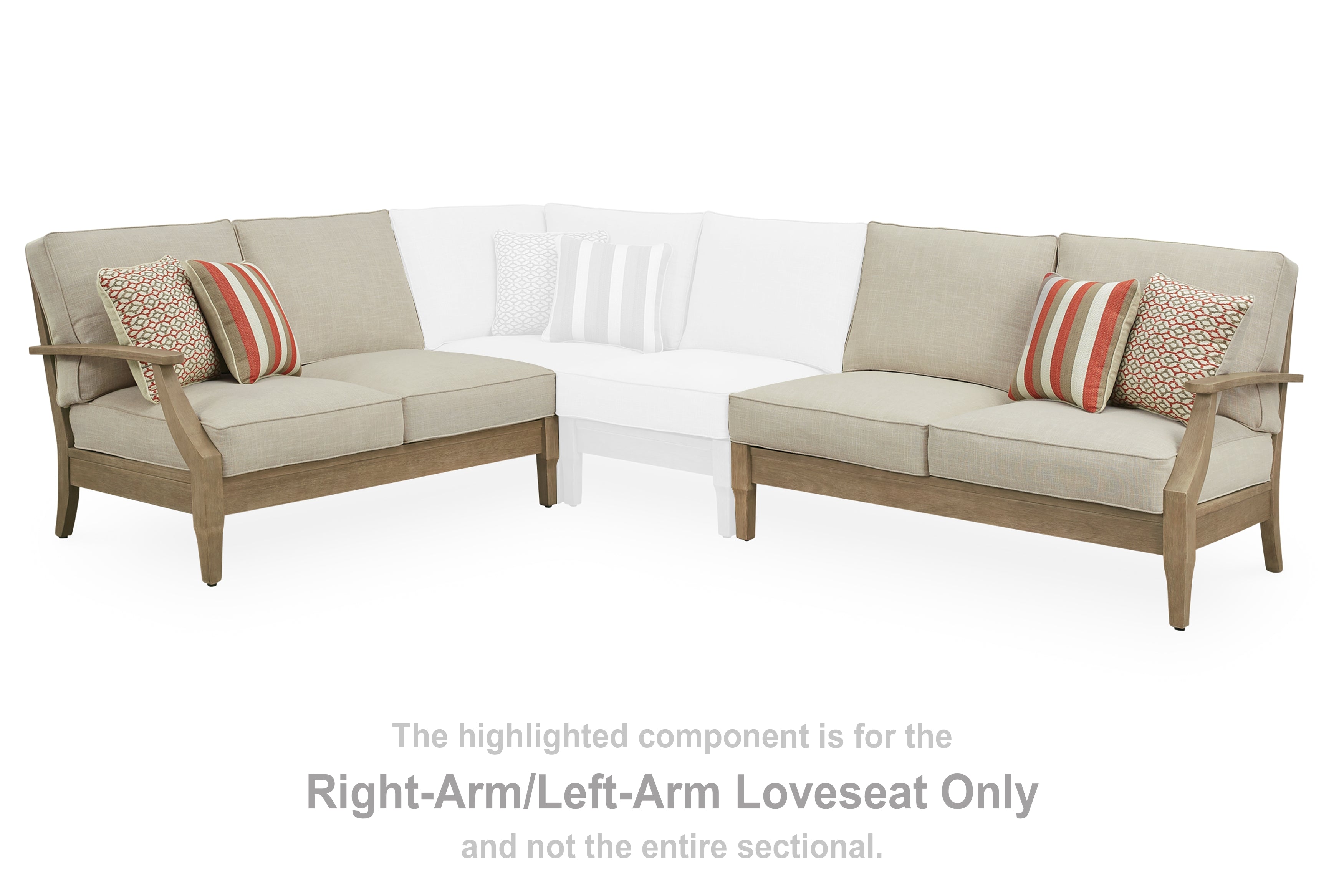 Best Furniture Outlet - Ashley Furniture - Clare View Outdoor - RAF/LAF Loveseat w/CUSH (Set of 2) / Beige - P801-854