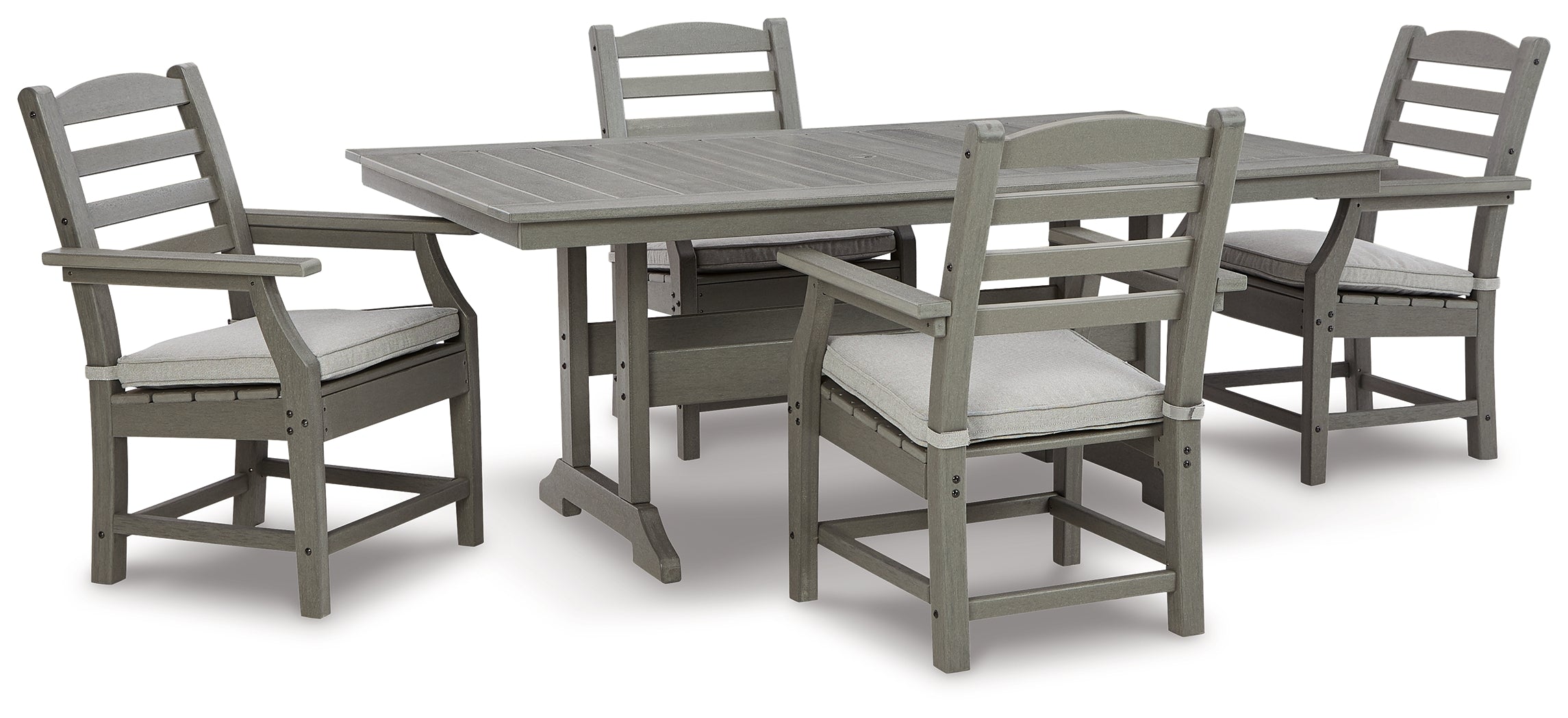 Best Furniture Outlet - Ashley Furniture - Visola Outdoor - Outdoor Dining Table with 4 Chairs / Gray - P802P4