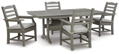 Best Furniture Outlet - Ashley Furniture - Visola Outdoor - Outdoor Dining Table with 4 Chairs / Gray - P802P4