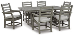 Best Furniture Outlet - Ashley Furniture - Visola Outdoor - Outdoor Dining Table with 6 Chairs / Gray - P802P3