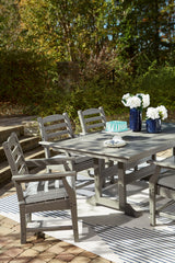 Best Furniture Outlet - Ashley Furniture - Visola Outdoor - RECT Dining Table w/UMB OPT / Gray - P802-625
