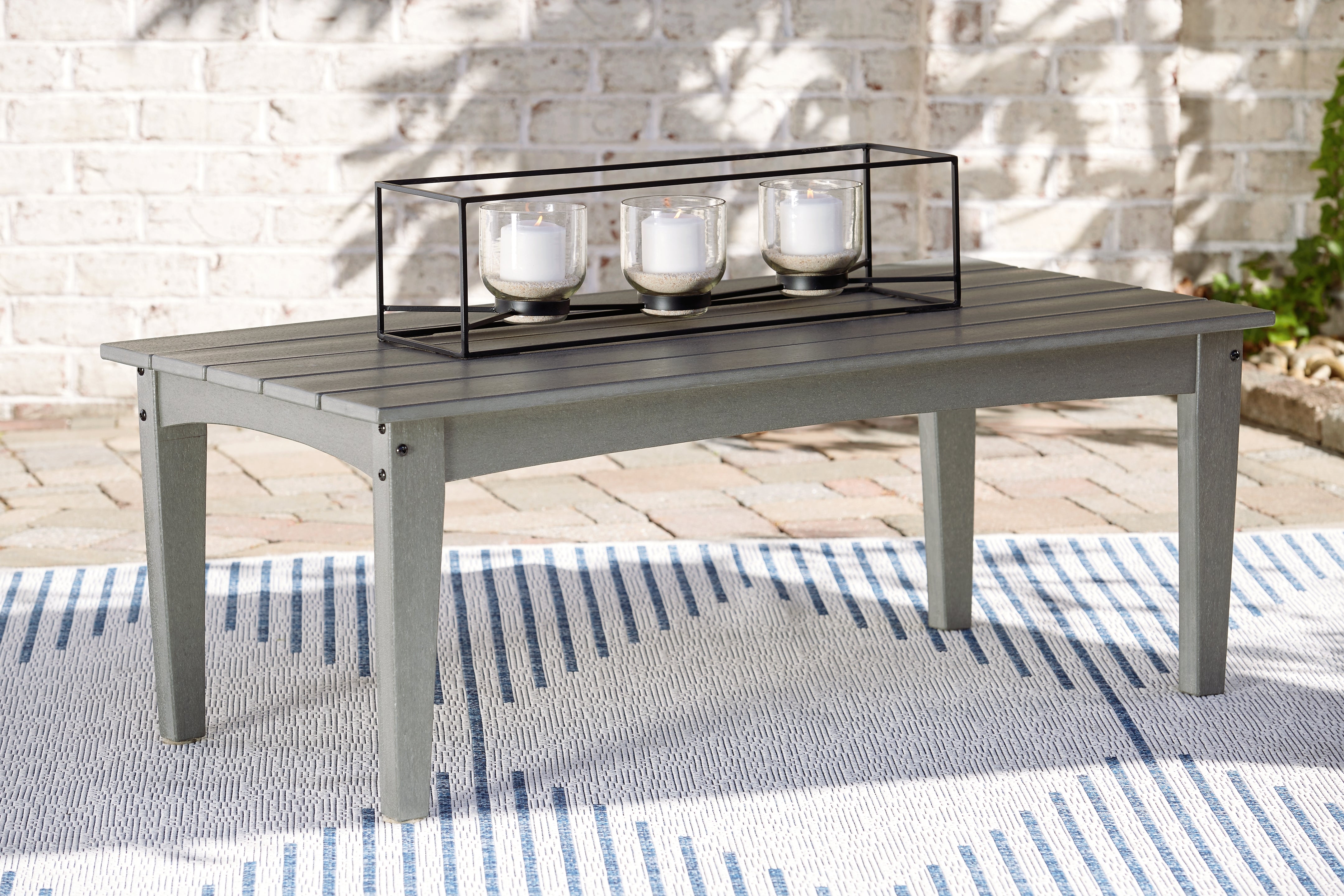 Best Furniture Outlet - Ashley Furniture - Visola Outdoor - Rectangular Cocktail Table / Gray - P802-701