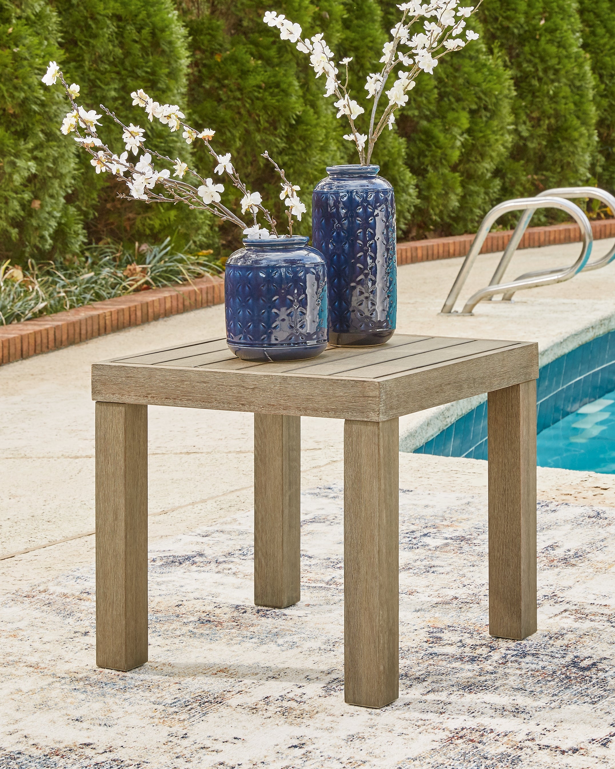 Best Furniture Outlet - Ashley Furniture - Silo Point Outdoor - Square End Table / Brown - P804-702
