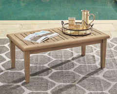 Best Furniture Outlet - Ashley Furniture - Gerianne Outdoor - Rectangular Cocktail Table / Grayish Brown - P805-701