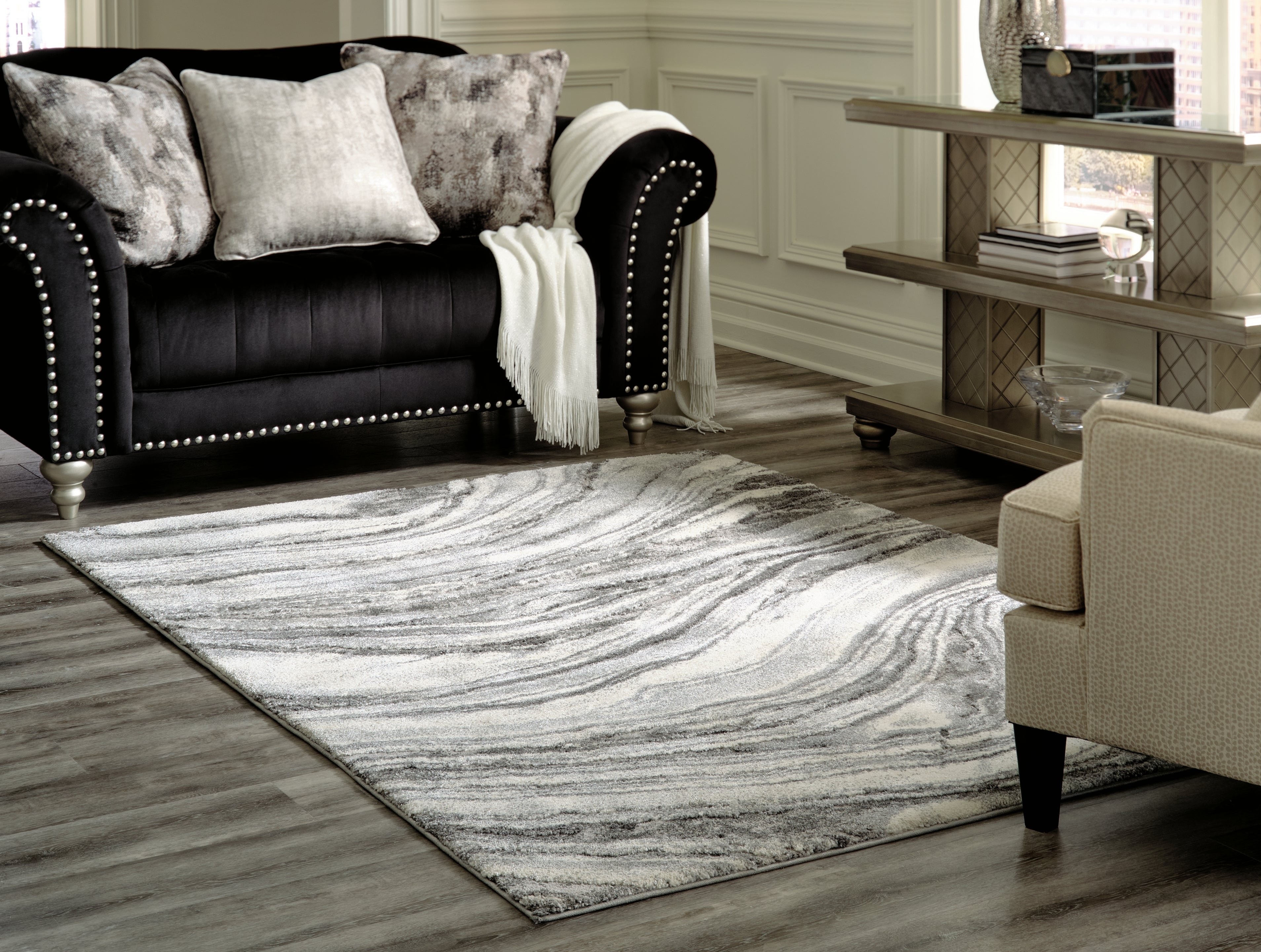 Best Furniture Outlet - Ashley Furniture - Wysdale Rug - 5'3" x 7'3" Rug / Ivory/Gray - R404902
