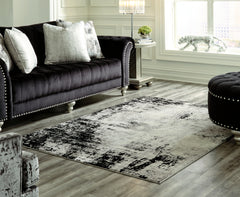 Best Furniture Outlet - Ashley Furniture - Zekeman Rug - 7'10" x 10' Rug / Black/Cream/Gray - R404921