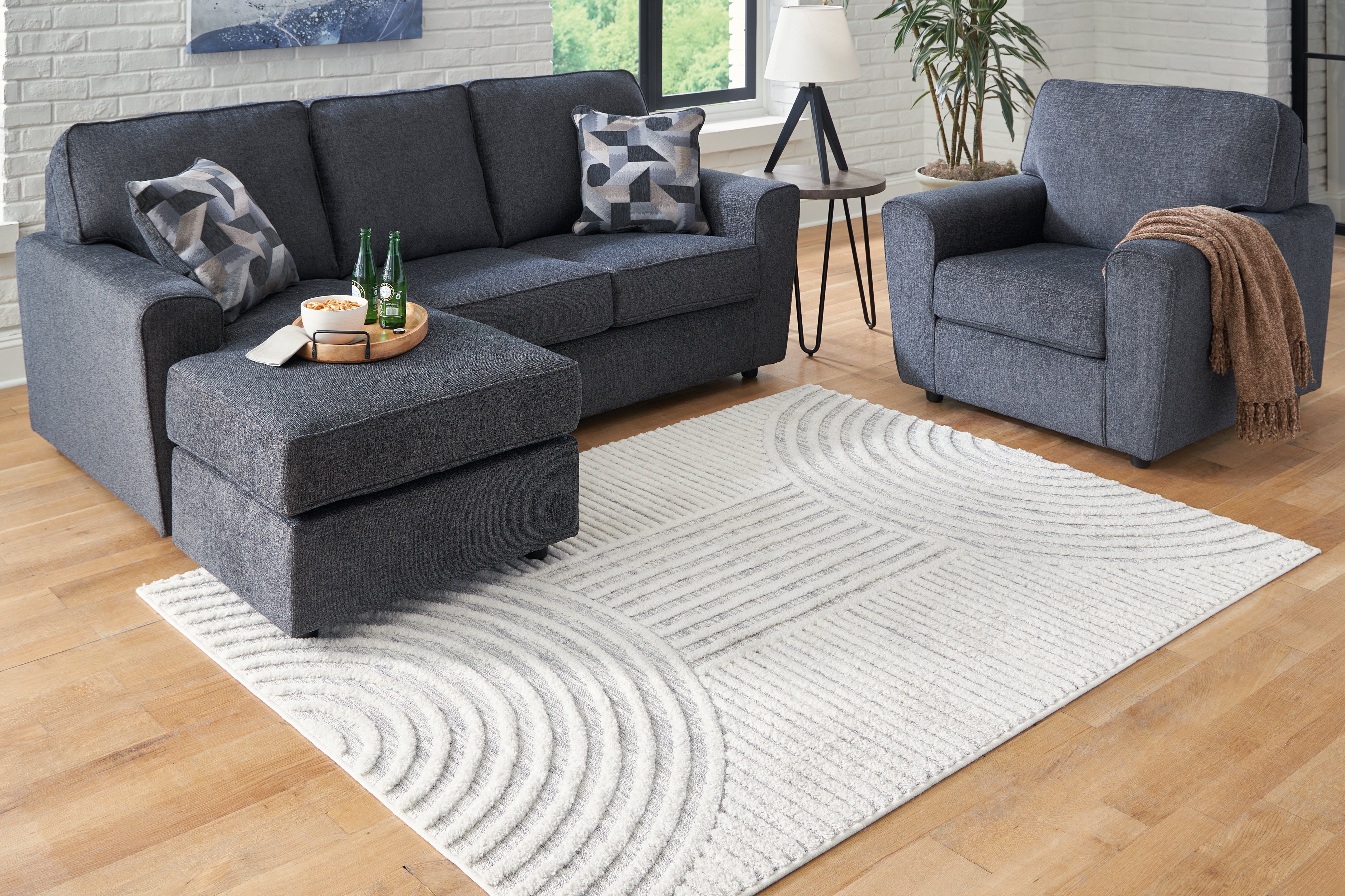 Best Furniture Outlet - Ashley Furniture - Lambworth Rug - 5'3" x 7' Rug / Gray/Cream - R405342