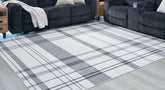 Best Furniture Outlet - Ashley Furniture - Kaidlow Rug - 7'7" x 9'8" Washable Rug / Gray/Cream - R405911