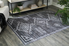 Best Furniture Outlet - Ashley Furniture - Arloman Rug - 5' x 7' Washable Rug / Black/Cream/Gray - R405932