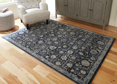 Best Furniture Outlet - Ashley Furniture - Hilcott Rug - 5'3" x 7'3" Rug / Blue/Cream/Brown - R406112