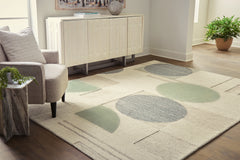 Best Furniture Outlet - Ashley Furniture - Dallane Rug - 8' x 10' Rug / Linen/Blue/Green - R406351