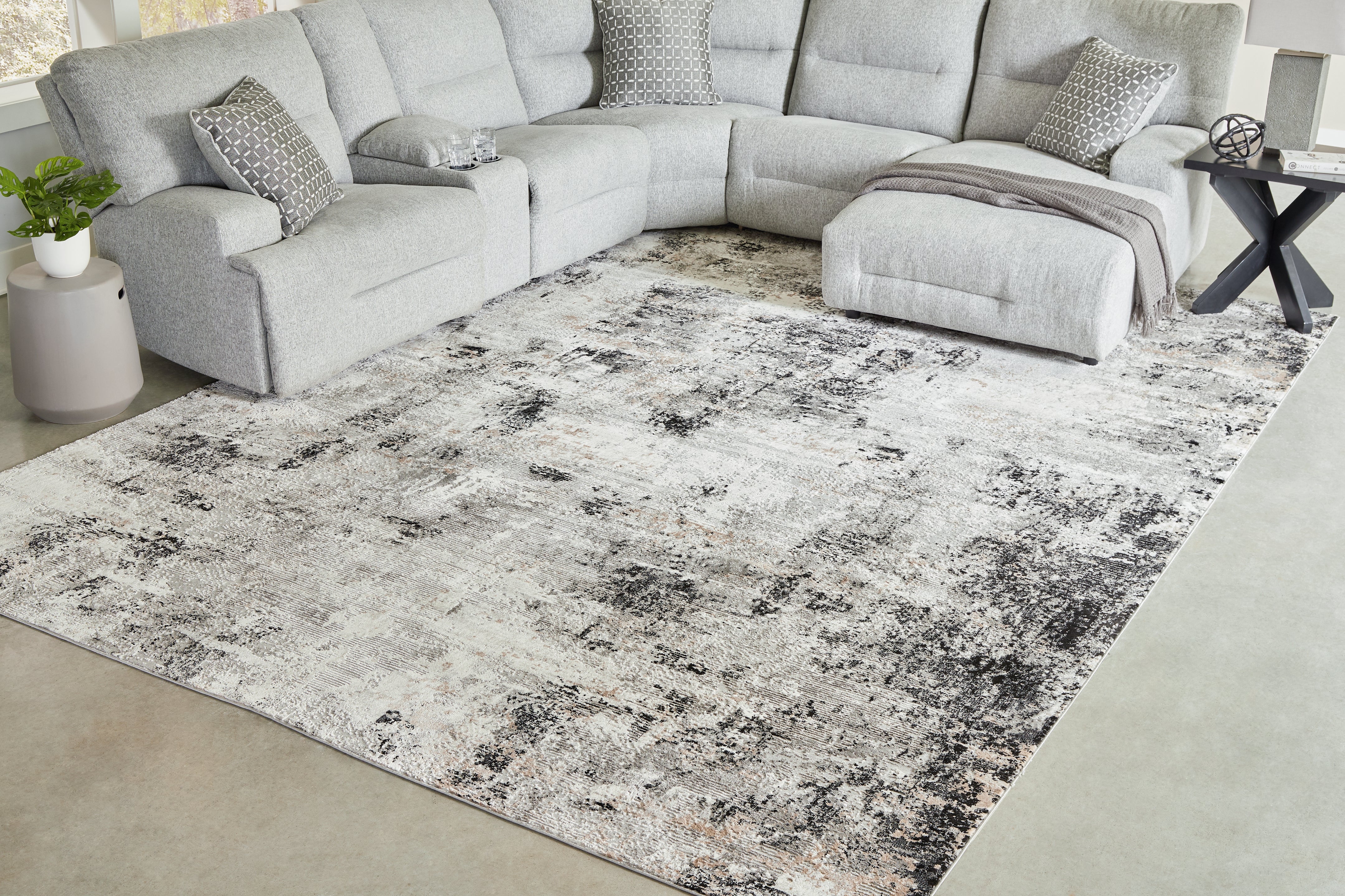 Best Furniture Outlet - Ashley Furniture - Langwell Rug - 5' x 7' Rug / Black/Gray/White - R406782