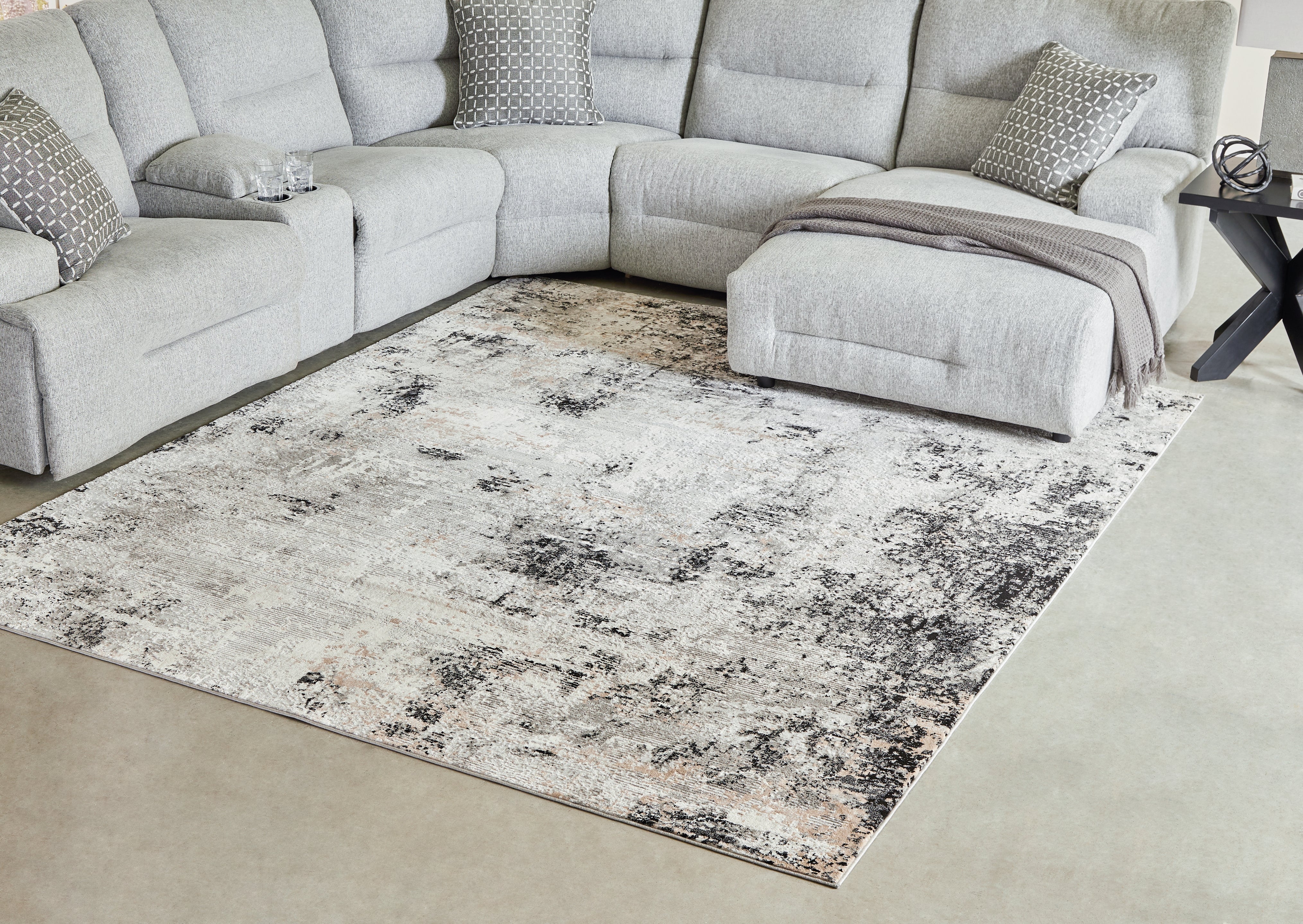 Best Furniture Outlet - Ashley Furniture - Langwell Rug - 8' x 10' Rug / Black/Gray/White - R406781