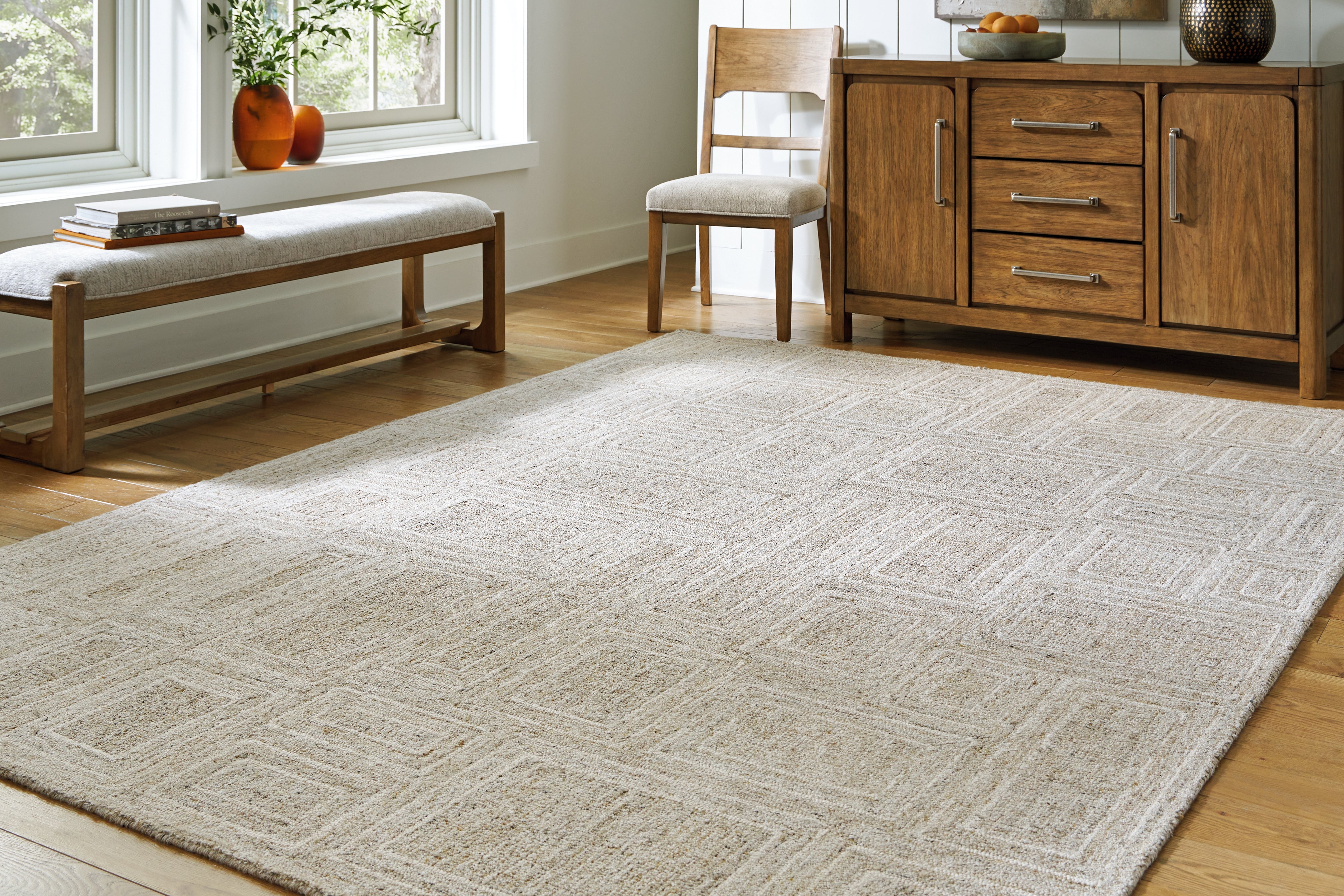 Best Furniture Outlet - Ashley Furniture - Brickburgh Rug - 8' x 10' Rug / Gray/Ivory/Honey - R406901