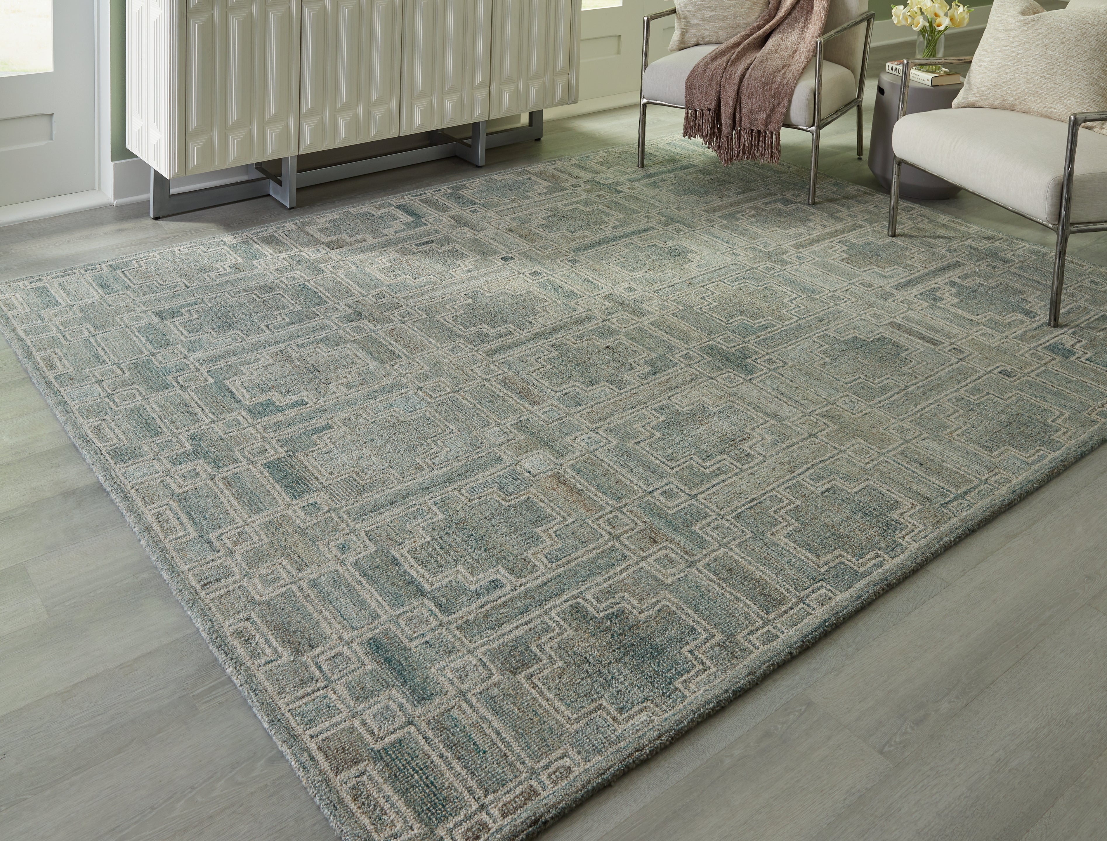 Best Furniture Outlet - Ashley Furniture - Jossland Rug - 8' x 10' Rug / Green/Ivory - R406911