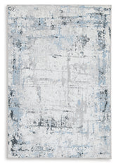 Best Furniture Outlet - Ashley Furniture - Emertonly Rug - 5' x 7' Washable Rug / Blue/White/Gray - R406982