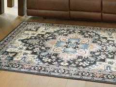 Best Furniture Outlet - Ashley Furniture - Leningston Rug - 5' x 7' Washable Rug / Black/Cream/Blue - R407062