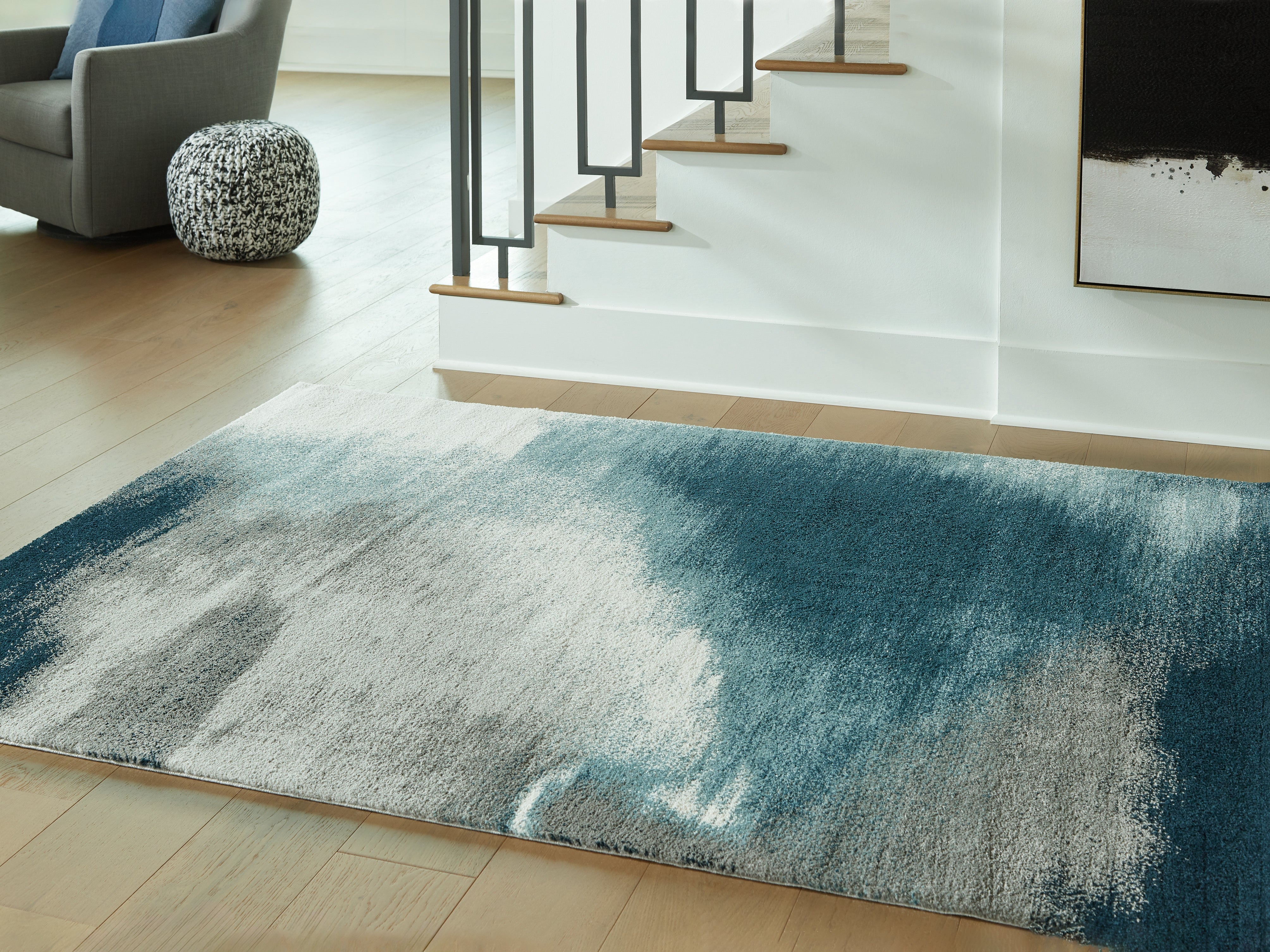 Best Furniture Outlet - Ashley Furniture - Brentward Rug - 5' x 7' Rug / Blue/Gray/Ivory - R407082