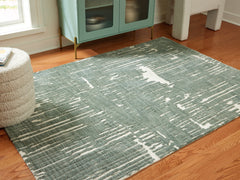 Best Furniture Outlet - Ashley Furniture - Cayworth Rug - 8' x 10' Rug / Teal/White - R407091