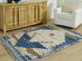 Best Furniture Outlet - Ashley Furniture - Varnler Rug - 5' x 7' Rug / Blue/Brown/Tan - R407132