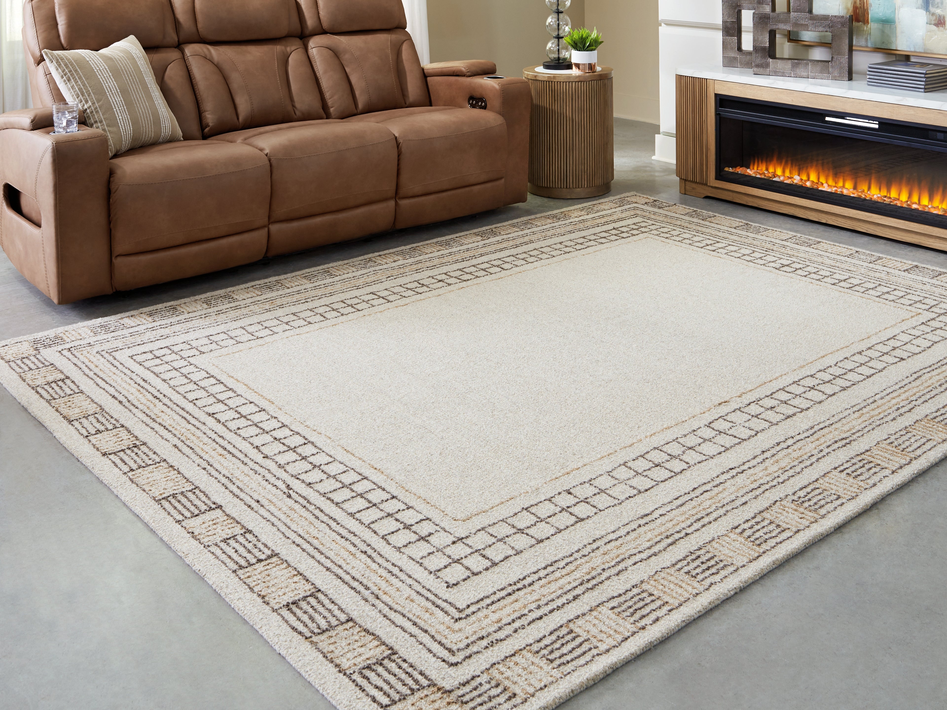 Best Furniture Outlet - Ashley Furniture - Idaman Rug - Large Rug / Taupe/Brown - R407291