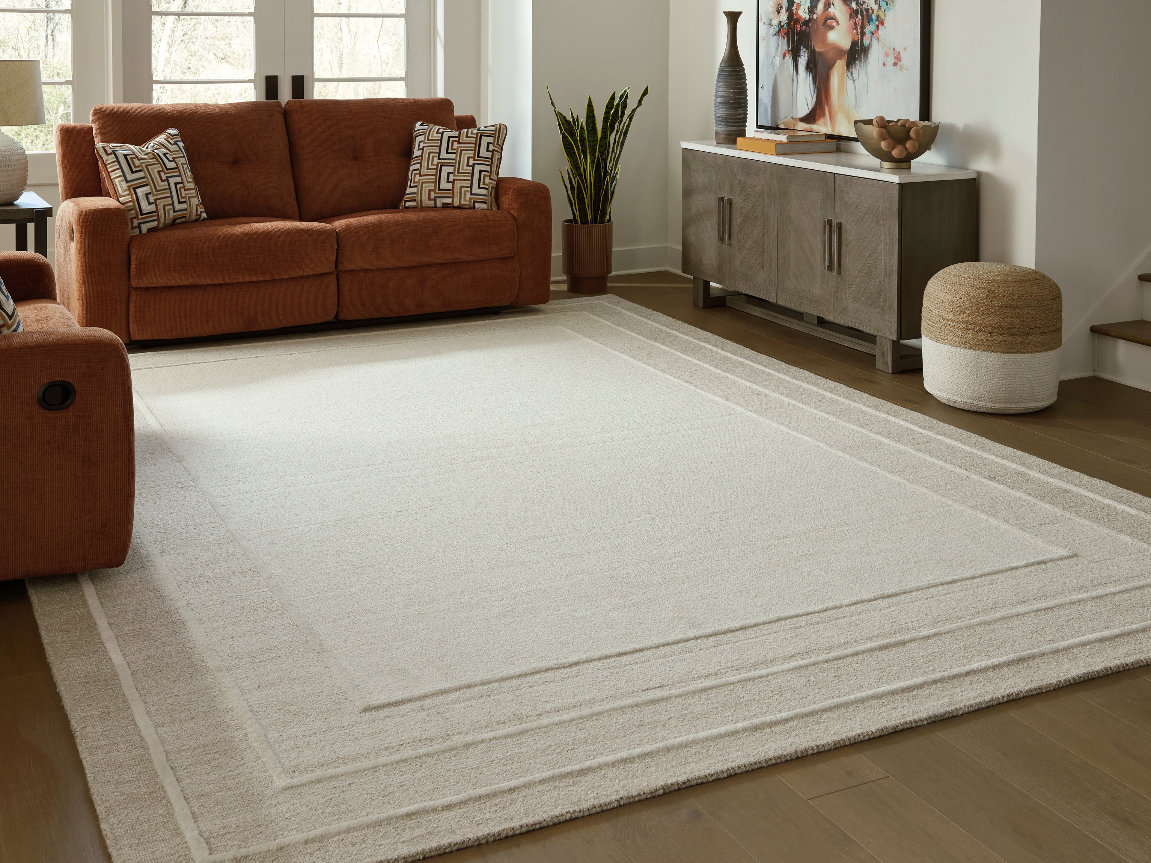Best Furniture Outlet - Ashley Furniture - Teelgan Rug - Medium Rug / Ivory/Tan - R407312